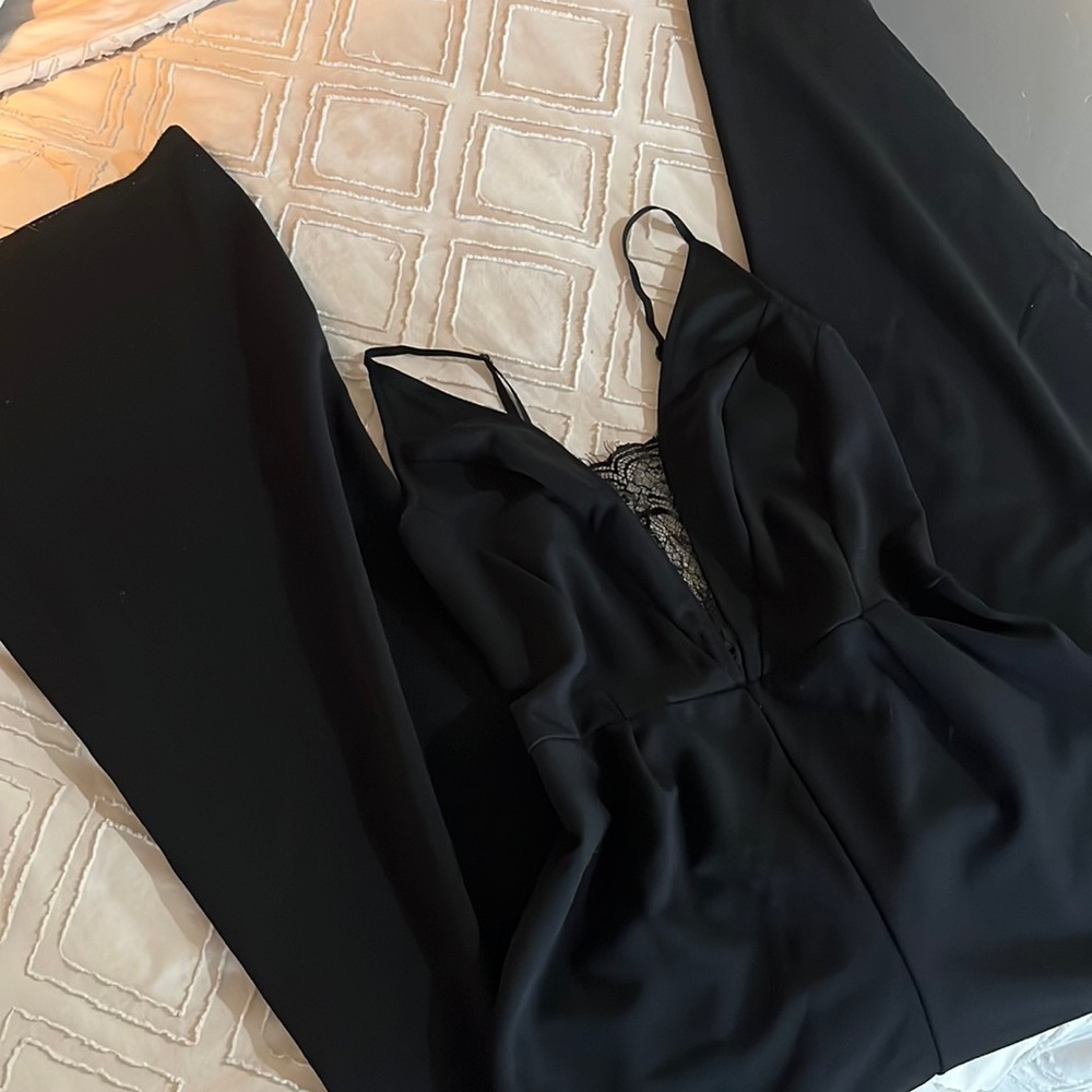 Black Lace Jumpsuit Size M, Open Back